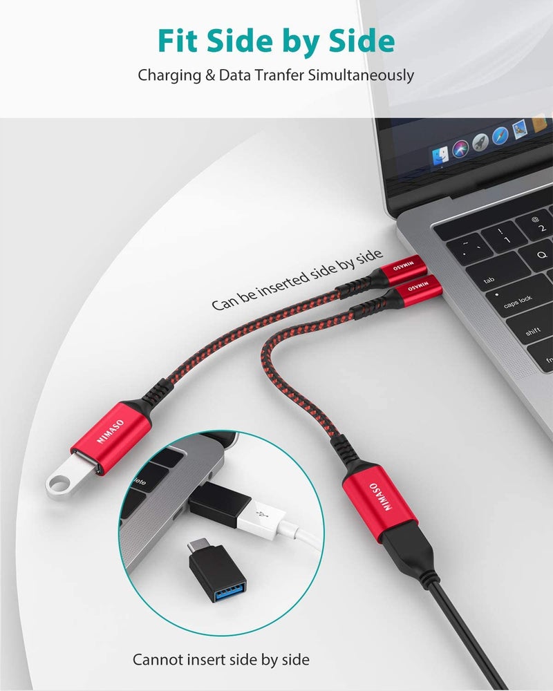 NIMASO USB C to USB 3.1 Adapter 2 Pack, OTG Cable Type C Male to USB Female OTG Adapter Compatible with iPhone 15/15 Pro/15 Plus/15 Pro Max, MacBook Pro, iPad, Samsung Galaxy, Huawei,Google Pixel-Red - Image 4